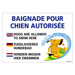 PANNEAU BAIGNADE POUR CHIEN AUTORISEE (H0317)