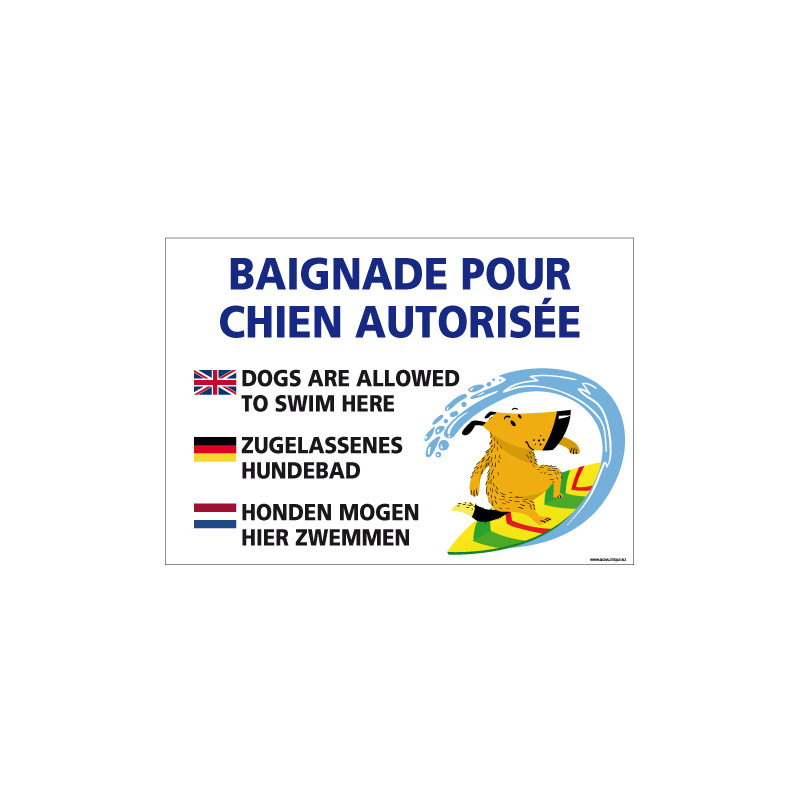 PANNEAU BAIGNADE POUR CHIEN AUTORISEE (H0317)