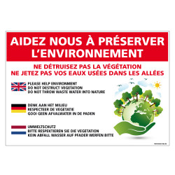 PANNEAU AIDEZ NOUS PRESERVER L'ENVIRONNEMENT (H0322)