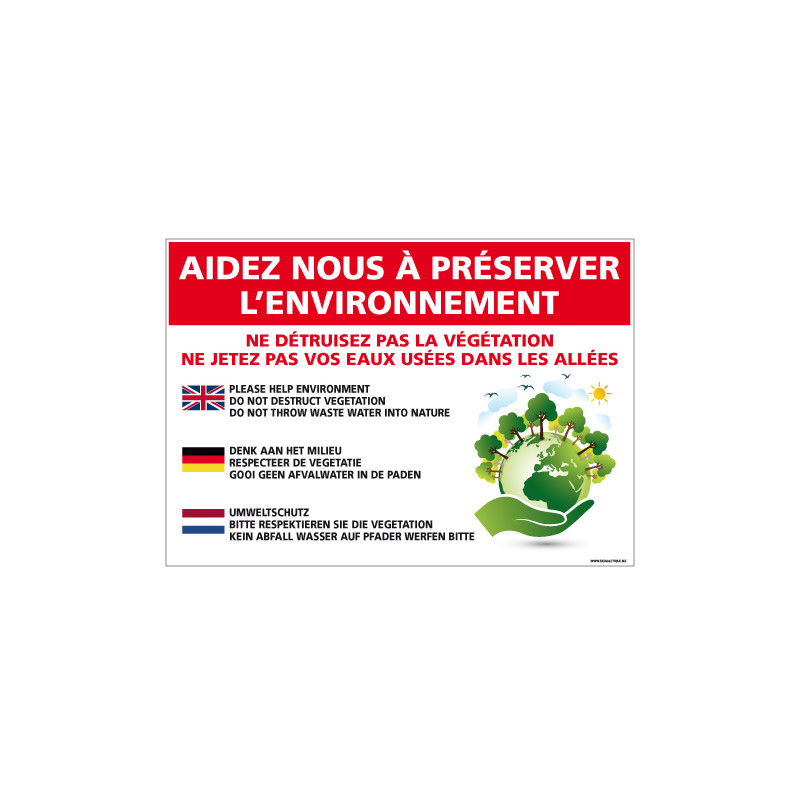 PANNEAU AIDEZ NOUS PRESERVER L'ENVIRONNEMENT (H0322)