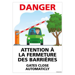 PANNEAU DANGER ATTENTION LA FERMETURE DES BARRIERES (H0444)