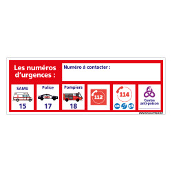 PANNEAU NUMEROS D'URGENCE PERSONNALISABLE (H0462)