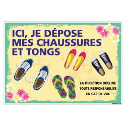 PANNEAU ICI JE DEPOSE MES CHAUSSURES ET TONGS (H0466)