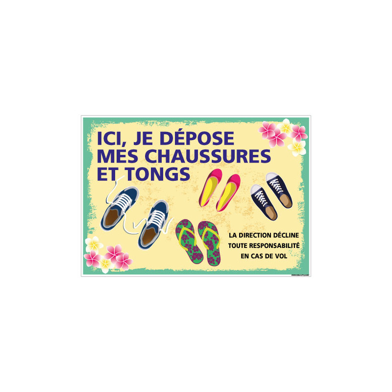 PANNEAU ICI JE DEPOSE MES CHAUSSURES ET TONGS (H0466)