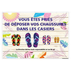 PANNEAU VOUSTES PRIES DE DEPOSER VOS CHAUSSURES DANS LES CASIERS (H0469)