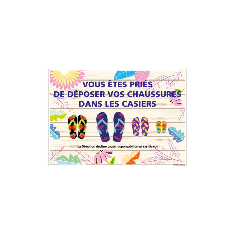 PANNEAU VOUSTES PRIES DE DEPOSER VOS CHAUSSURES DANS LES CASIERS (H0469)