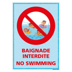 PANNEAU BAIGNADE INTERDITE ANGLAIS / FRANCAIS (H0486)