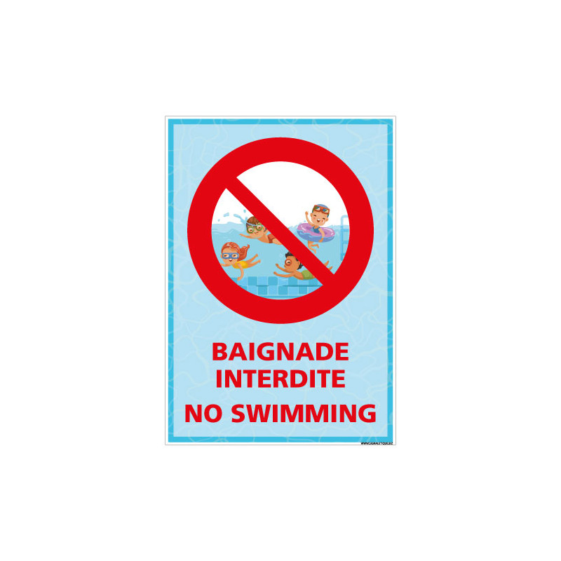 PANNEAU BAIGNADE INTERDITE ANGLAIS / FRANCAIS (H0486)