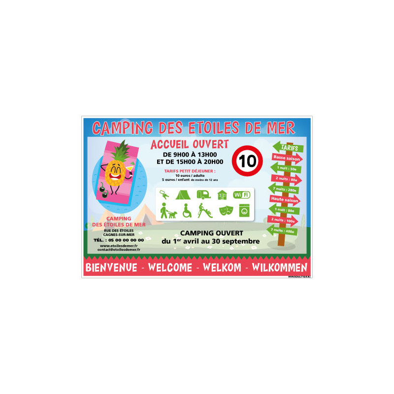 PANNEAU PERSONNALISABLE DE VOTRE ACCUEIL DE CAMPING (H0505-PERSO) PANNEAU PERSONNALISABLE DE VOTRE ACCUEIL DE CAMPING (H0505-PERSO)