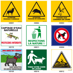 Panneau de Signalisation pour la nature (chien, chasseÖ)