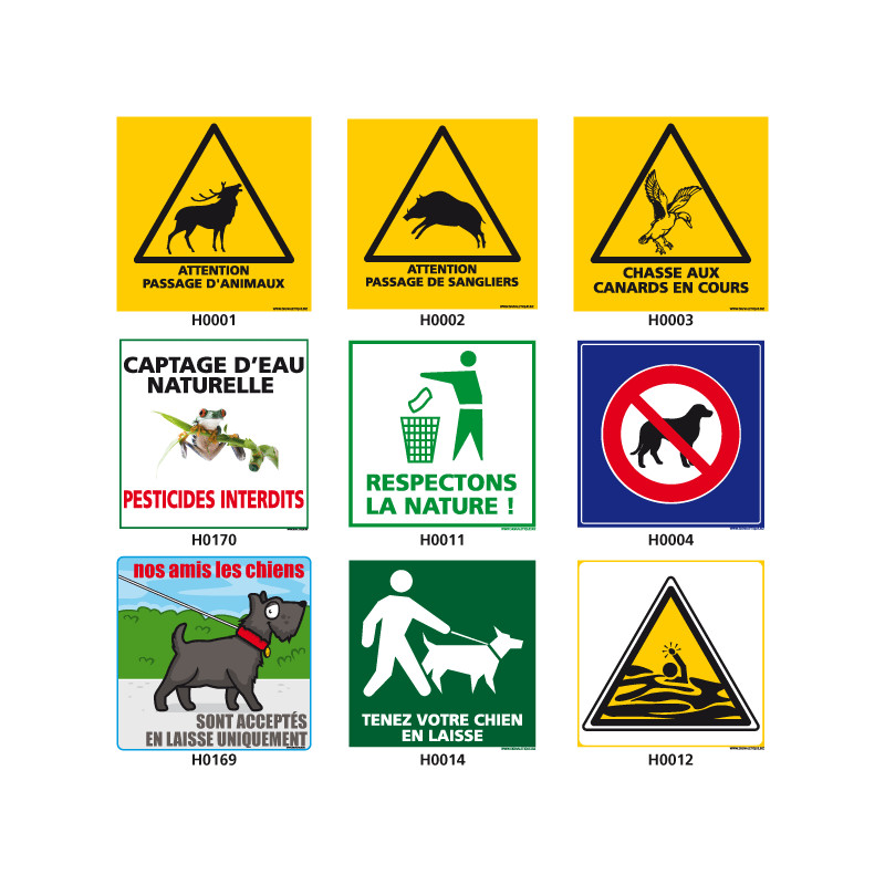 Panneau de Signalisation pour la nature (chien, chasseÖ)