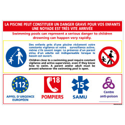 PANNEAU PREVENTION ENFANTS DANS LES PISCINES (D0719)