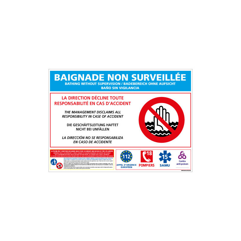 PANNEAU BAIGNADE NON SURVEILLEE (D0720)