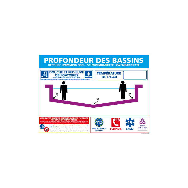 PLAQUE PROFONDEUR DES PISCINES PERSONNALISABLE (D0721-T-PERSO)