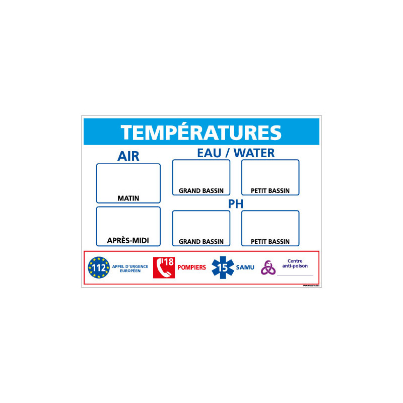 PANNEAU AFFICHEUR TEMPERATURE PISCINES (D0722)