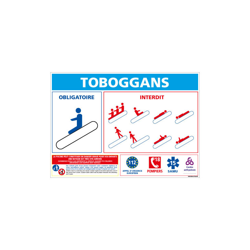 PANNEAU TOBOGGANS PISCINES / CONSIGNE SECURITE (D0723)