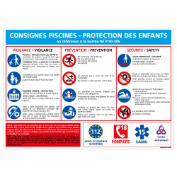 PANNEAU CONSIGNES PISCINES PROTECTION ENFANTS (D0725)