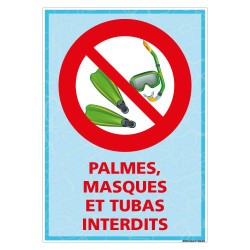PANNEAU PALMES, MASQUES ET TUBAS INTERDITS (H0474)