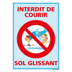 PANNEAU INTERDIT DE COURIR - SOL GLISSANT (H0475)