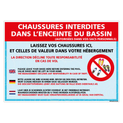 PANNEAU CHAUSSURES INTERDITES DANS L'ENCEINTE DU BASSIN (H0482)