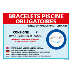 PANNEAU PERSONNALISABLE BRACELETS DE PISCINE OBLIGATOIRES (H0484-PERSO)