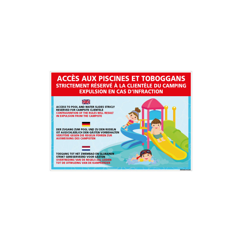 PANNEAU ACCES AUX PISCINES ET TOBOGGANS (H0485)