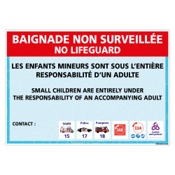 PANNEAU BAIGNADE NON SURVEILLEE PERSONNALISABLE (H0492-PERSO)