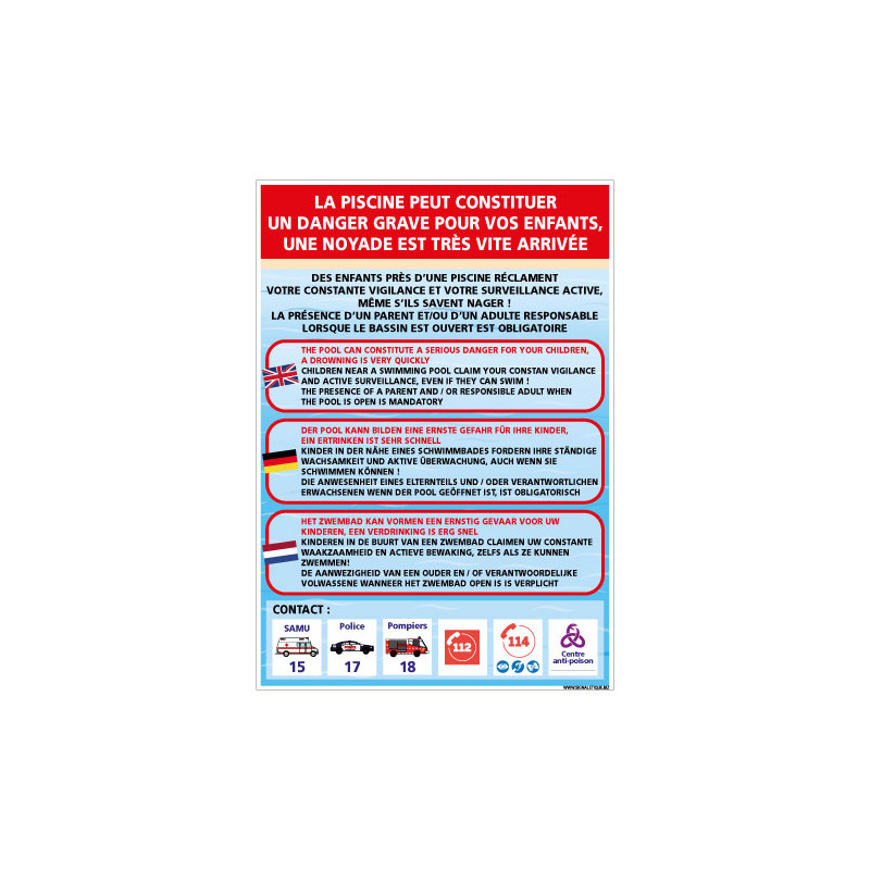 PANNEAU INFORMATIF SUR LES RISQUES DE NOYADES (H0496) PANNEAU INFORMATIF SUR LES RISQUES DE NOYADES (H0496)