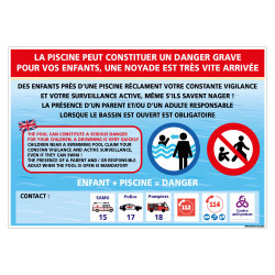 PANNEAU ENFANT PISCINE DANGER PERSONNALISER (H0497-PERSO)