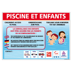 PANNEAU PISCINE ET ENFANTS PERSONNALISABLE (H0498-PERSO)