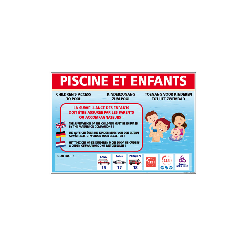 PANNEAU PISCINE ET ENFANTS PERSONNALISABLE (H0498-PERSO)