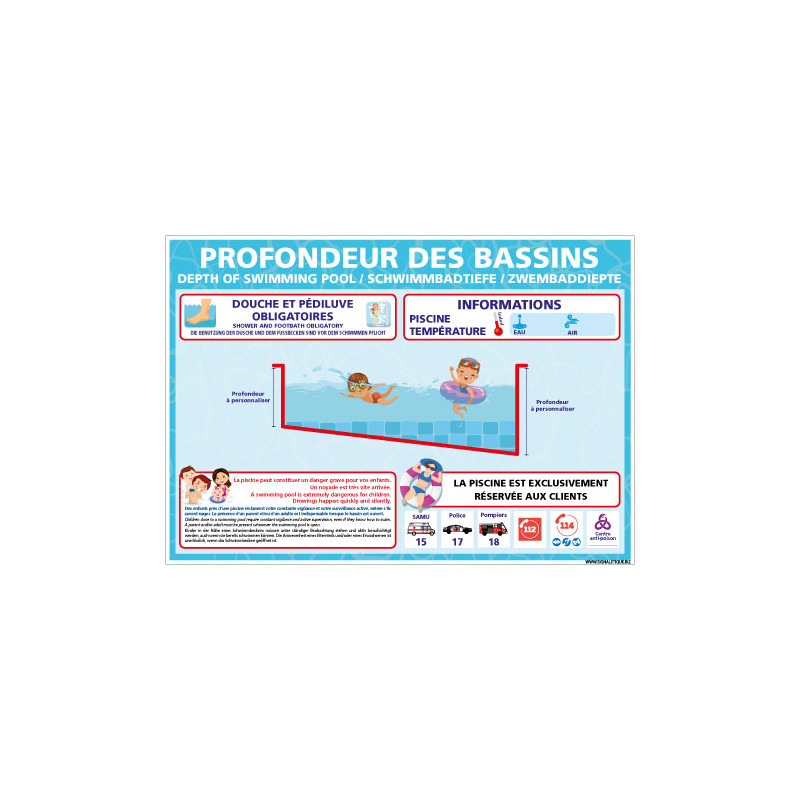 PANNEAU PROFONDEURS DES BASSINS DE PISCINE PERSONNALISABLE (H0507-PERSO)