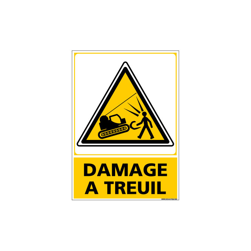 PANNEAU DANGER DAMAGE A TREUIL (C1445)