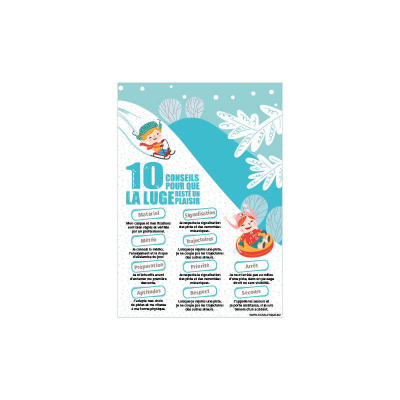 PANNEAU 10 CONSEILS POUR QUE LA LUGE SOIT UN PLAISIR (H0427) PANNEAU 10 CONSEILS POUR QUE LA LUGE SOIT UN PLAISIR (H0427)