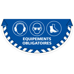 ADHESIF SOL ANTIDERAPANT SIGNALISATION EQUIPEMENT OBLIGATOIRE - LUNETTES , CASQUES ET CHAUSSURES (G1365)