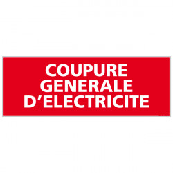 Panneau de signalisation incendie COUPURE GENERALE D'ELECTRICITE (A0073)