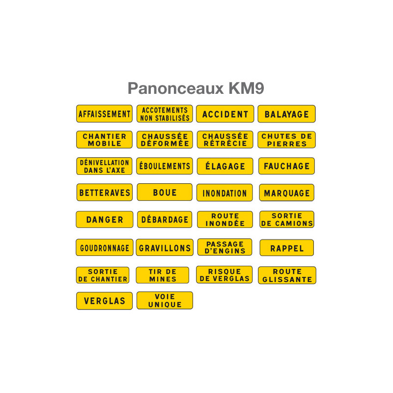 Panonceaux type KM9