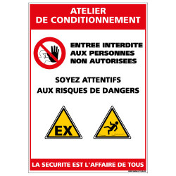 Panneau Consigne de Sécurité ATELIER DE CONDITIONNEMENT (D0926)