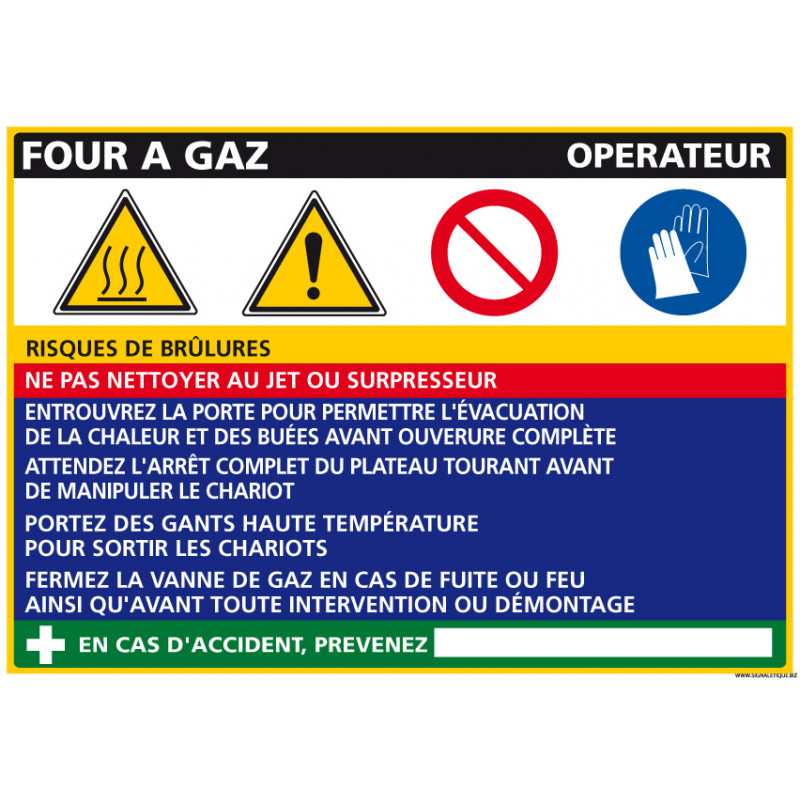 Panneau Fiche de Poste Four Gaz (C0841)