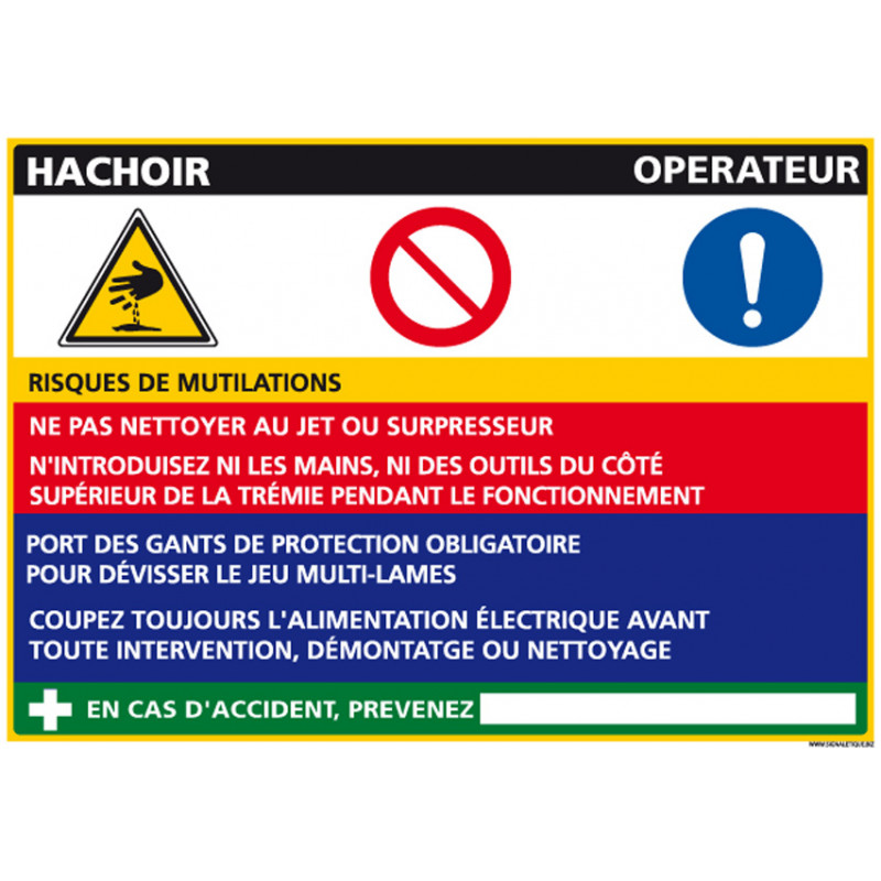 Panneau Fiche de Poste Hachoir (C1085) Panneau Fiche de Poste Hachoir (C1085)