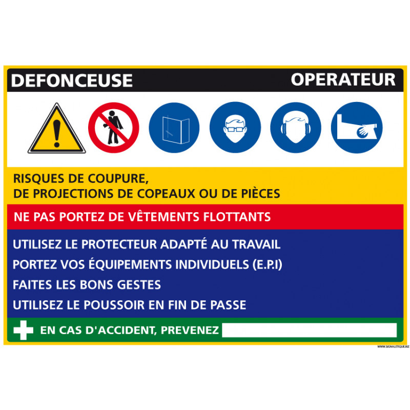 Panneau Fiche de Poste Défonceuse (C1099) Panneau Fiche de Poste Défonceuse (C1099)