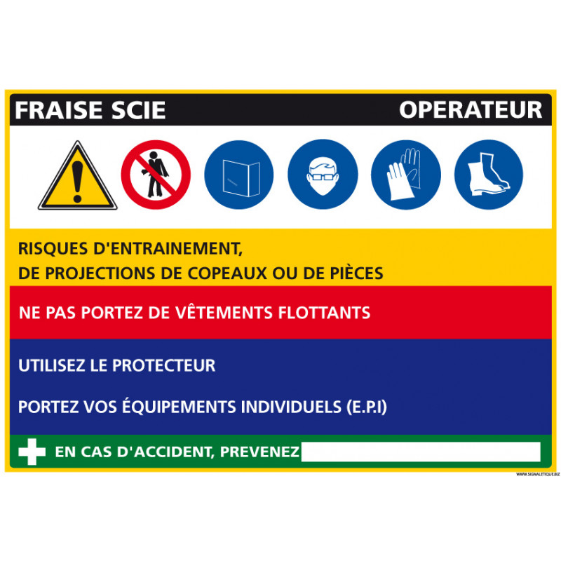 Panneau Fiche de Poste Fraise Scie (C1105)