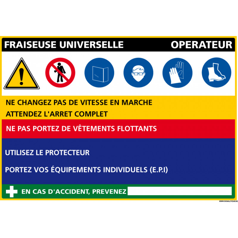 Panneau Fiche de poste Fraiseuse Universelle (C1106) Panneau Fiche de poste Fraiseuse Universelle (C1106)