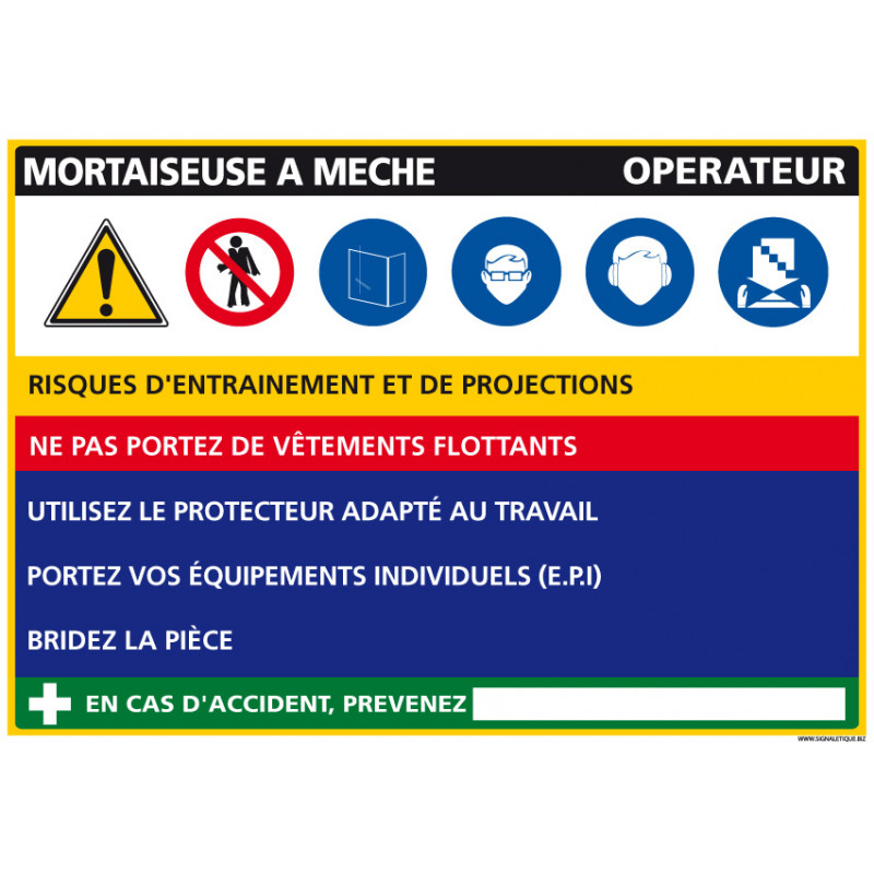 Panneau Fiche de Poste Mortaiseuse Mèches (C1110) Panneau Fiche de Poste Mortaiseuse Mèches (C1110)