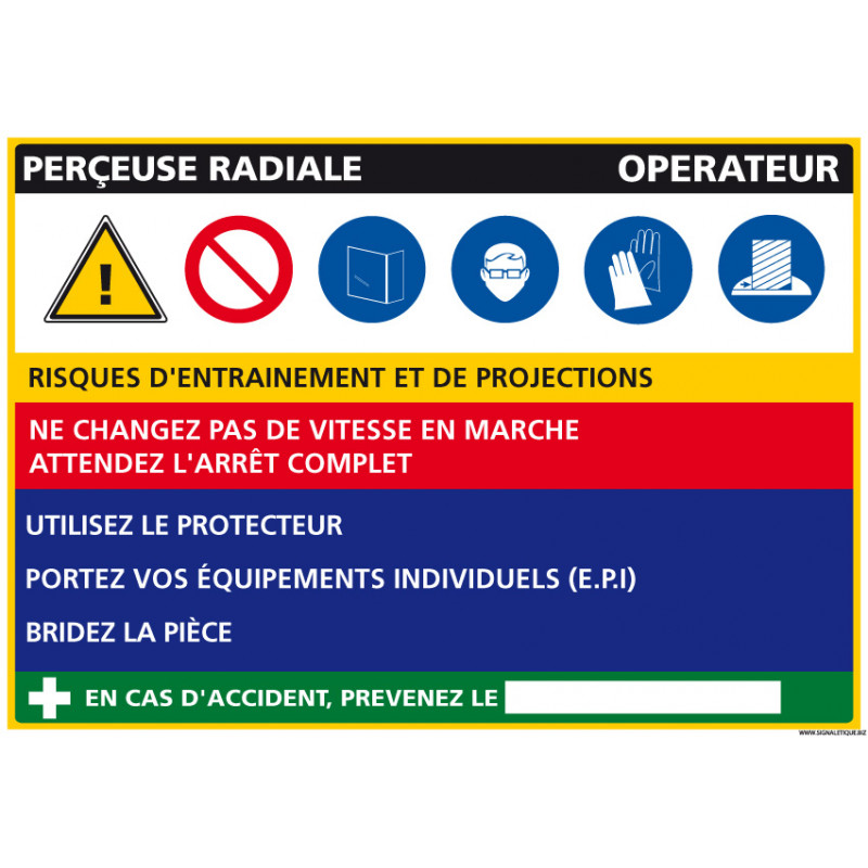 Panneau Fiche de Poste Perceuse Radiale (C1113)