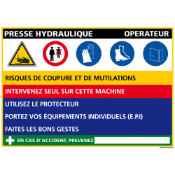 Panneau Fiche de Poste Presse Hydraulique (C1115)