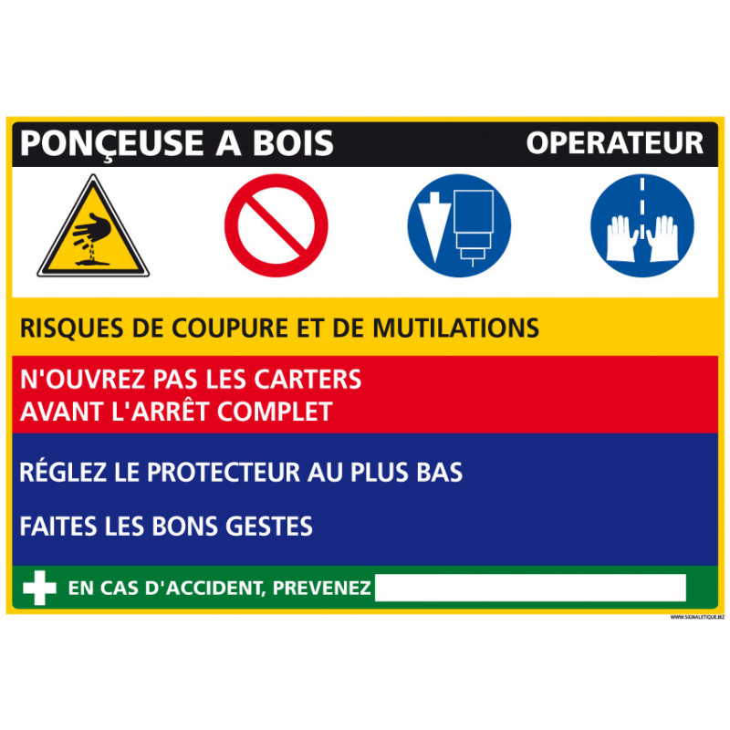 Panneau Fiche de Poste Ponceuse bois (C1116) Panneau Fiche de Poste Ponceuse bois (C1116)