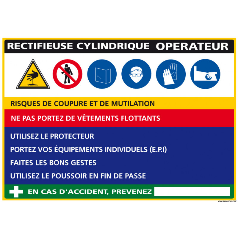 Panneau Fiche de Poste Rectifieuse Cylindrique (C1118)