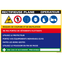 Panneau Fiche de Poste Rectifieuse Plane (C1119)