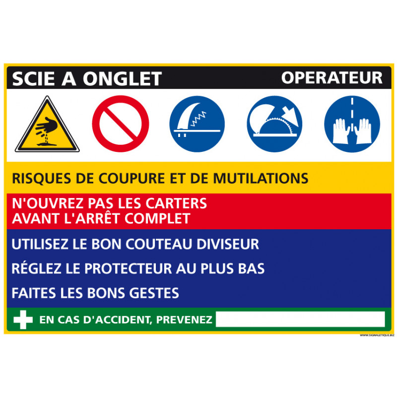 Panneau Fiche de Poste Scie Onglet (C1121) Panneau Fiche de Poste Scie Onglet (C1121)
